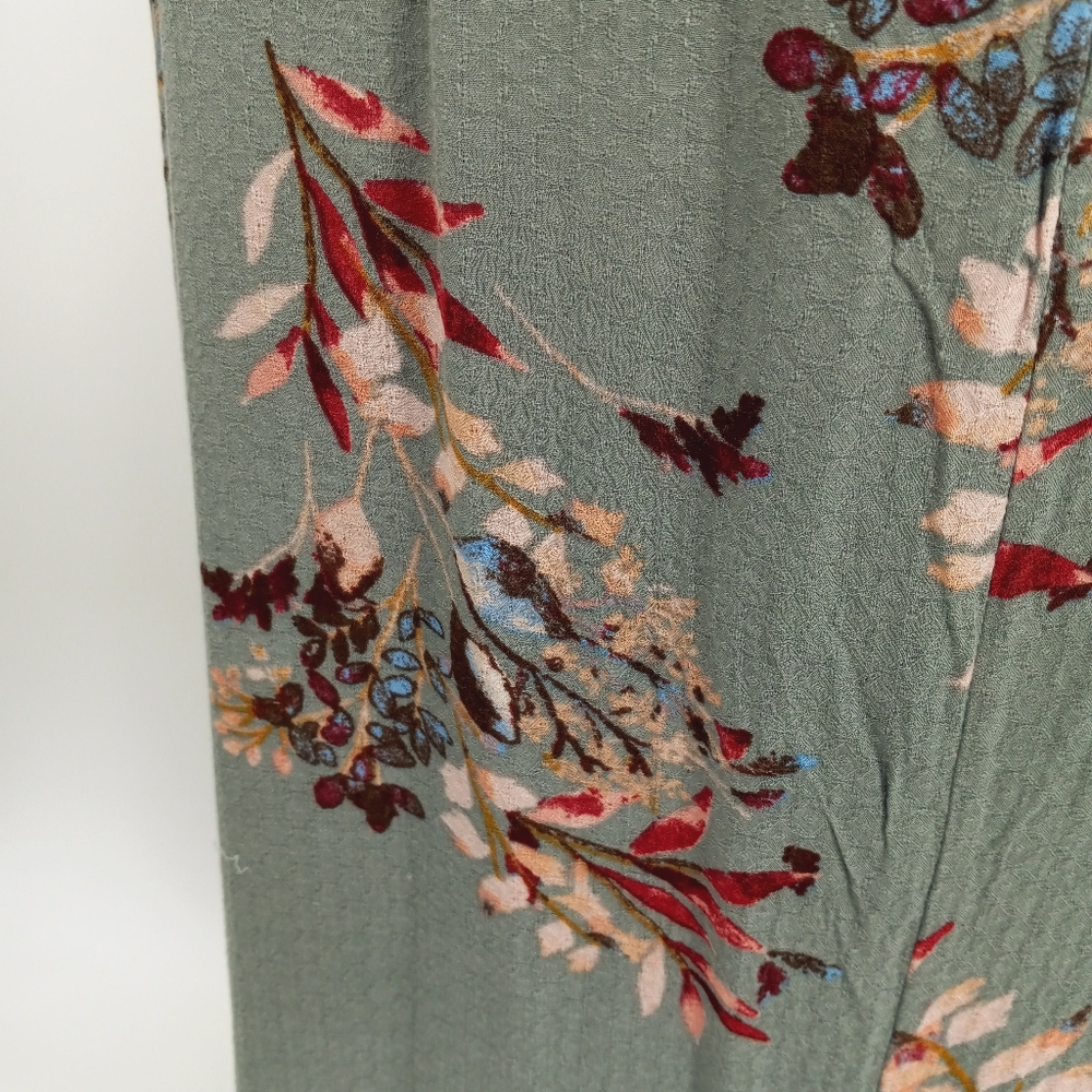 Lulu's Maxi Dress Size S Seafoam Green Floral Print Surplice Front Wrap Skirt - Picture 6 of 15